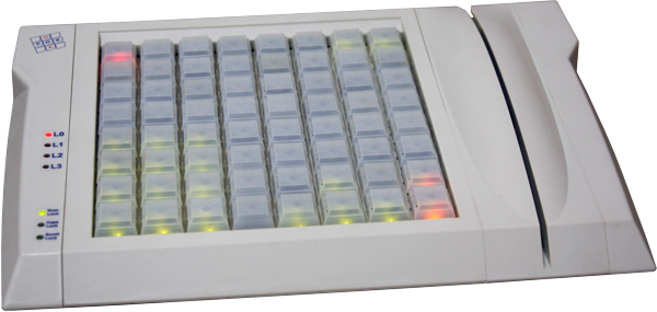 Клавиатура LPOS-II-065-RS485 LED со считывателем магнитных карт объемный вид