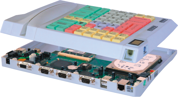POS-терминал LPOS-PC64/LPOS-PC64-FP серого цвета. Вид изнутри